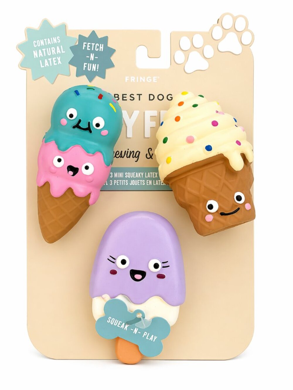 Dog Toys Mini Squeaky Latex Fetch and Fun Ice Cream Cones NEW | Fringe
